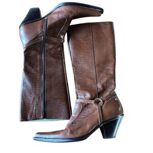Maria Lya Womens Size 9M Brown Leather Cowgirl Boots Westernn Brazil Pointed Toe